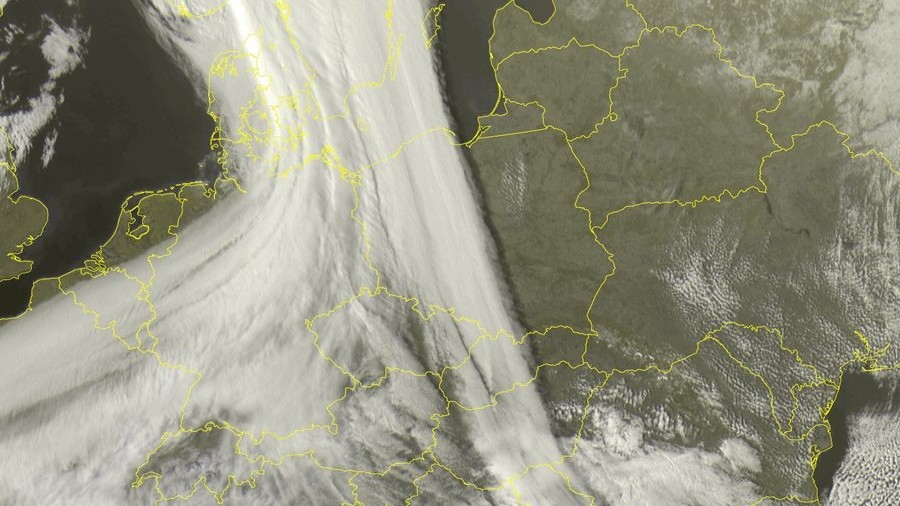 Zdjęcie satelitarne Europy Środkowej z dnia 17 marca 2022. Dane: Sat24.com / Eumetsat.