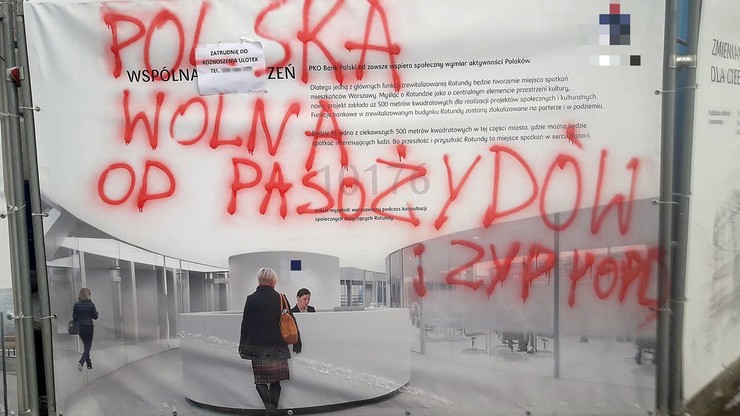 "Polska wolna od pasożydów". Antysemickie graffiti w centrum Warszawy