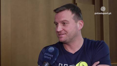Dawid Olejniczak podczas wywiadu dla Polsat Sport.