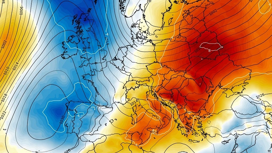 05.02.2019 10:00 Czekają nas spore anomalie temperatury. Część Europy na niebiesko, a część na czerwono