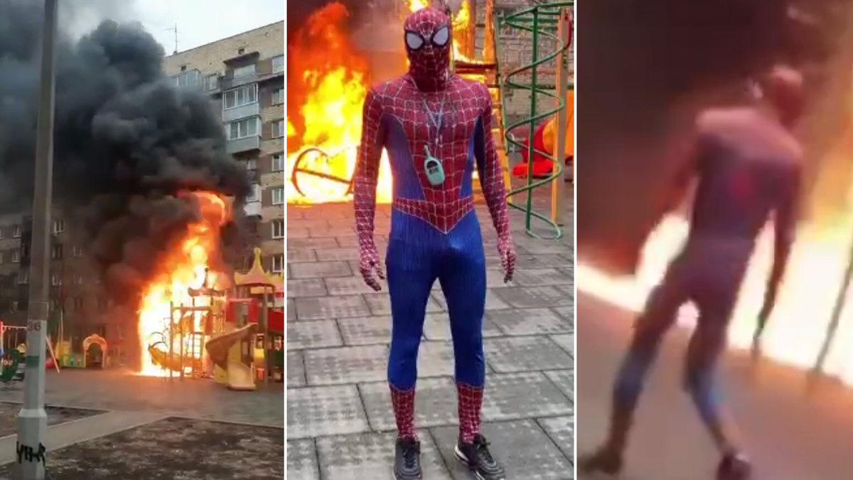 Rosja: Rozdawał cukierki w stroju Spider-Mana. Oskarżyli go o podpalenie placu zabaw