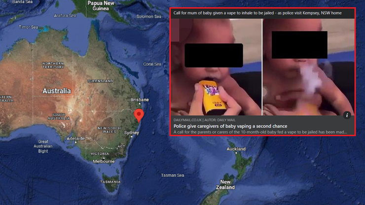 Australia. Kobieta pozwoliła niemowlęciu użyć elektronicznego papierosa. Sprawą zajęła się policja