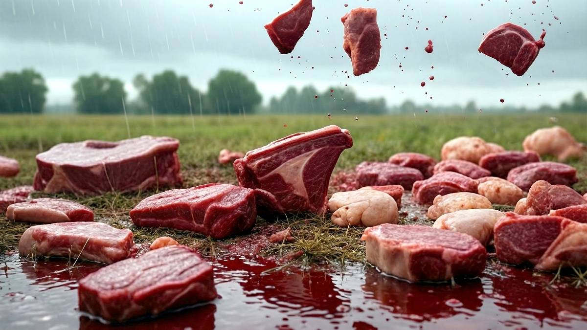 Spadł tajemniczy deszcz mięsa. Wybuchła masowa histeria
