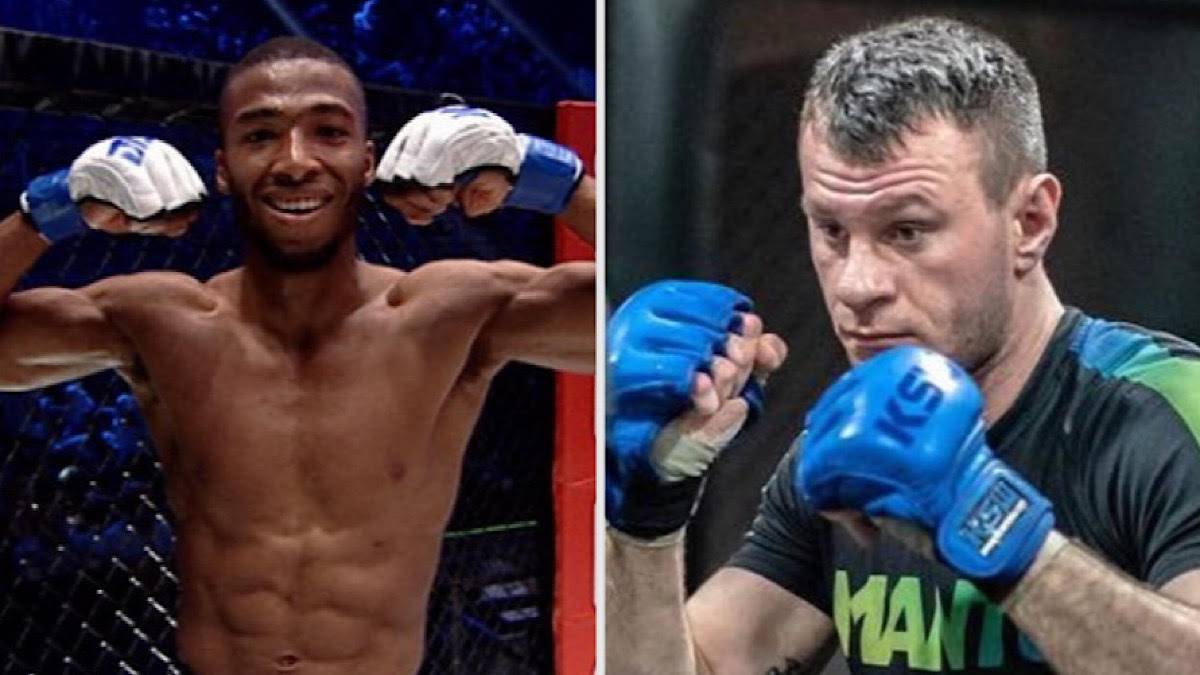 Dwaj zawodnicy MMA w rękawicach bokserskich.