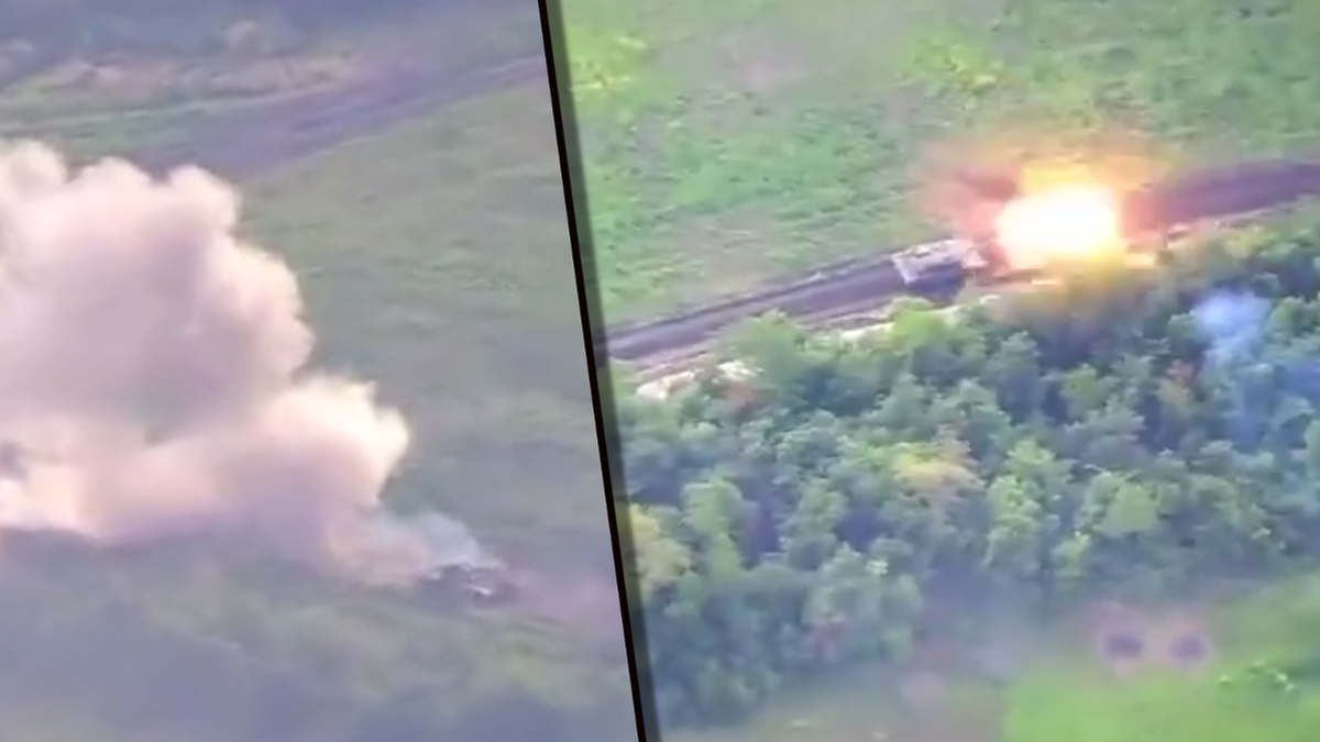 Wojna w Ukrainie: Kamera drona uchwyciła bitwę pancerną. Rosjanie uciekają przed Leopardem