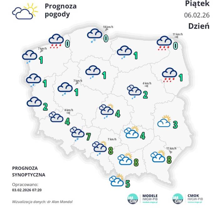 Prognoza pogody na piątek - szykuje się ocieplenie po mroźnym początku tygodnia (fot. IMGW)