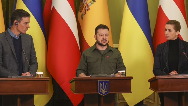 Wojna w Ukrainie. Premierzy Hiszpanii i Danii z wizytą w Kijowie. Obiecali dalsze wsparcie