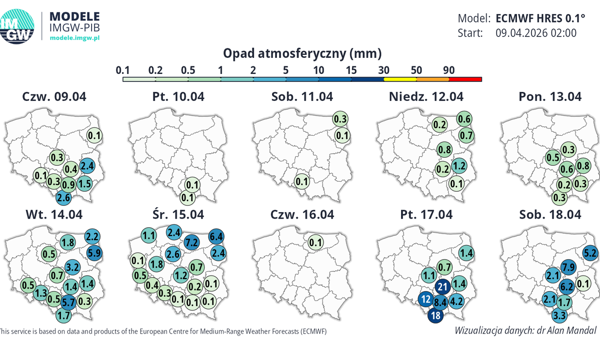 Deszcze mogą nawiedzać Polskę falami. Kolejna może nadciągnąć pod koniec przyszłego tygodnia