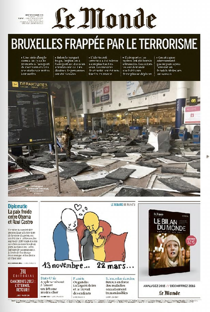 Media reagują na zamachy. Przegląd okładek światowych dzienników