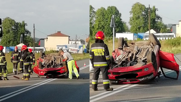 Śmiertelny wypadek w Wodzisławiu Śląskim. Auto dachowało, kierowca nie żyje [ZDJĘCIA]