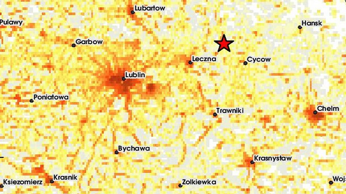 Lokalizacja epicentrum trzęsienia ziemi na Lubelszczyźnie. Fot. EMSC.