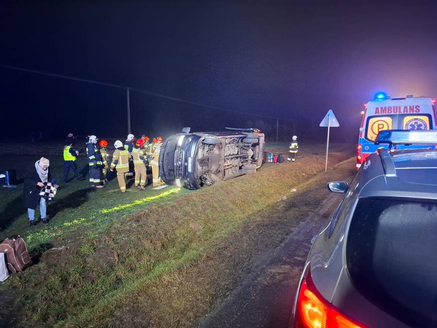 Wypadek busa w miejscowości Wlonice