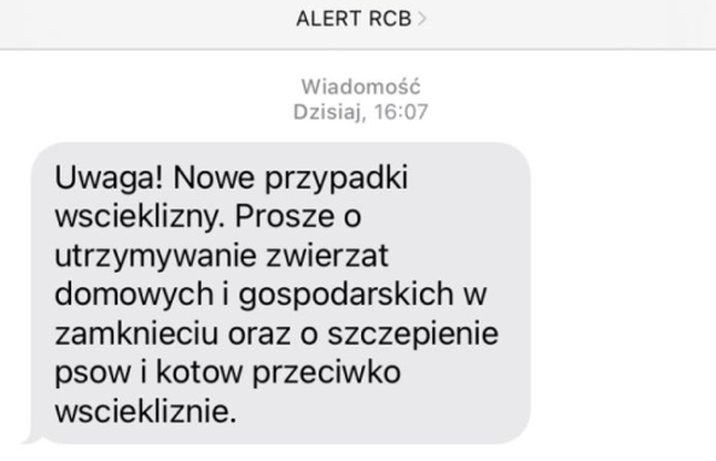 Alert RCB w związku z kolejnymi przypadkami wścieklizny na Mazowszu