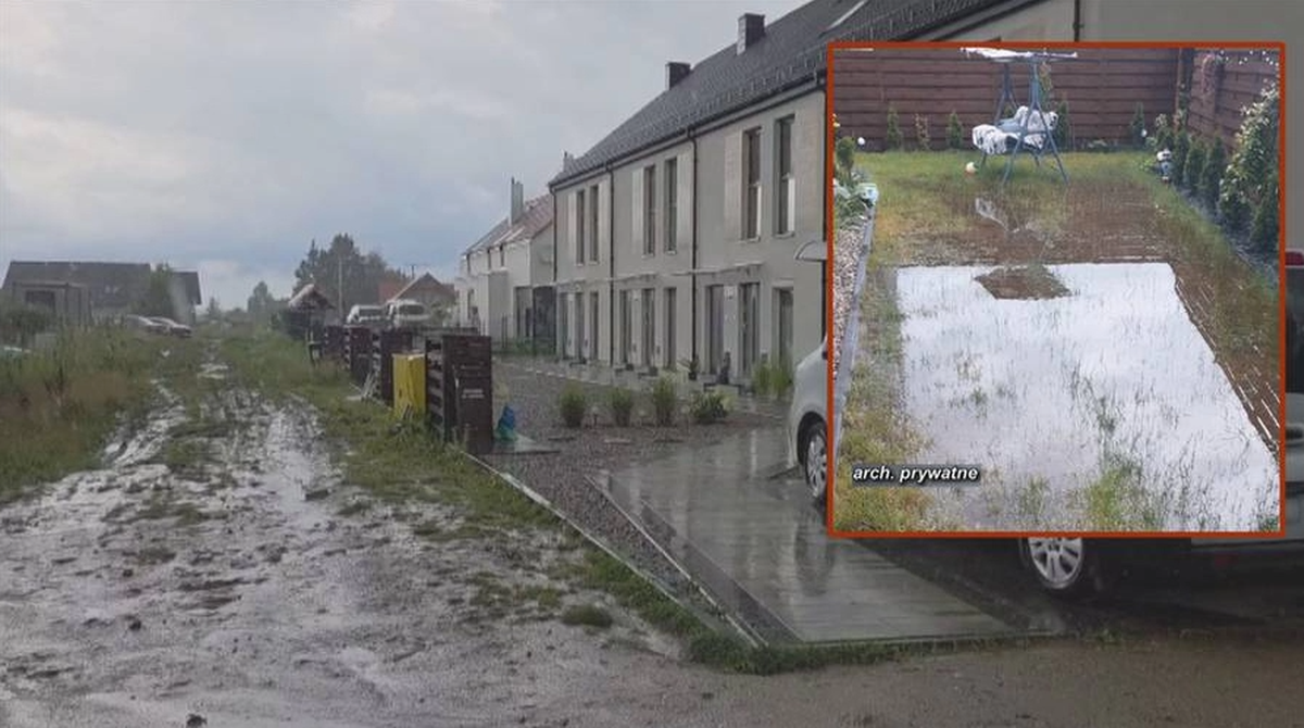 Nowe osiedle w Olsztynie bez odwodnienia — mieszkańcy wynoszą wodę wiadrami