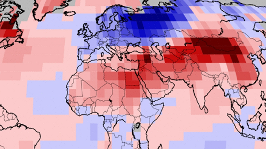 Anomalie temperatury globalnej w marcu 2018 roku. Fot. NOAA.