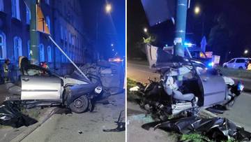 Siła uderzenia roztrzaskała auto. Tragiczny wypadek w Sosnowcu