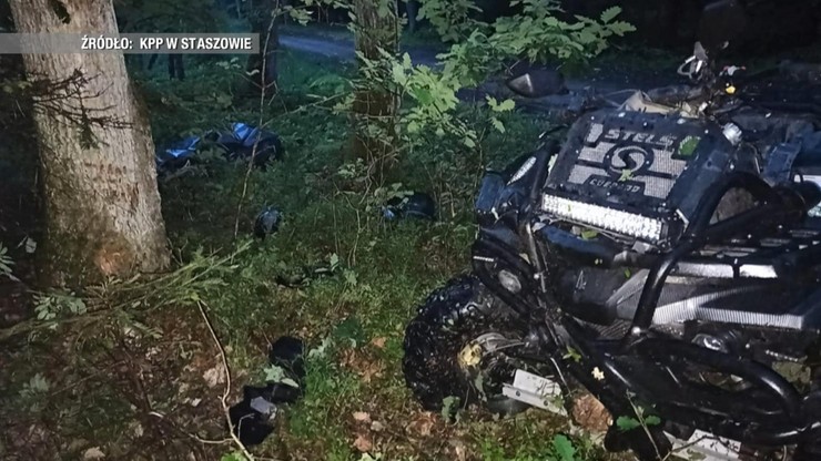 Jadący quadem 36-latek z impetem uderzył w drzewo w lesie pod Kielcami. Mężczyzna nie przeżył wypadku