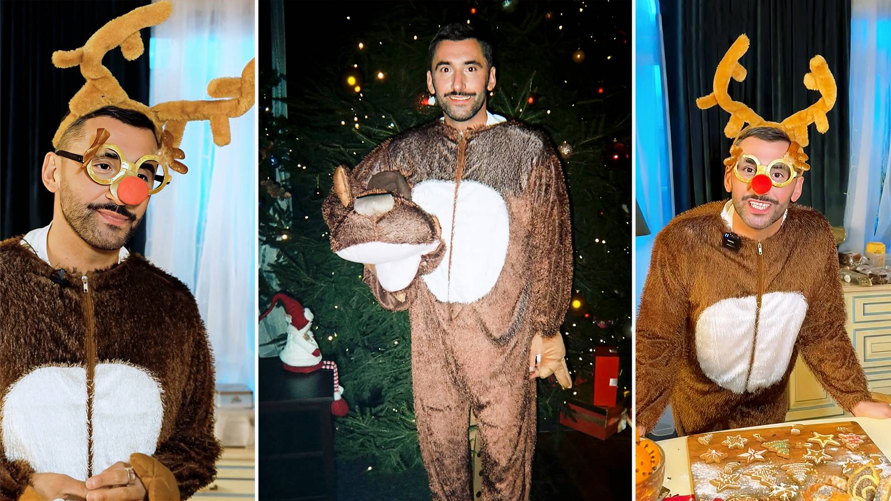 Silny i wesoły. Rafał Maserak świętuje jako renifer. Wideo!