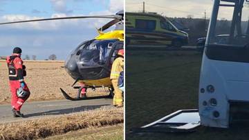 Wypadek autobusu szkolnego. Są ranni, w akcji śmigłowce LPR