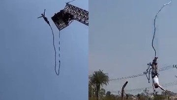 Podczas skoku na bungee zerwała się lina. Jest nagranie