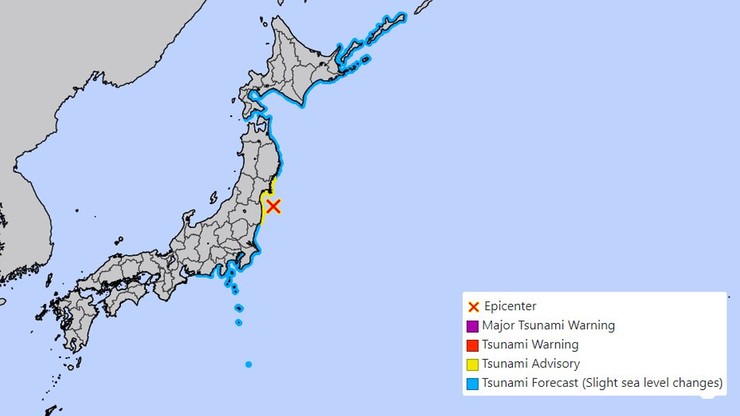Japonia. Trzęsienie ziemi o magnitudzie 7,3 nawiedziło prefektury Fukushima i Miyagi