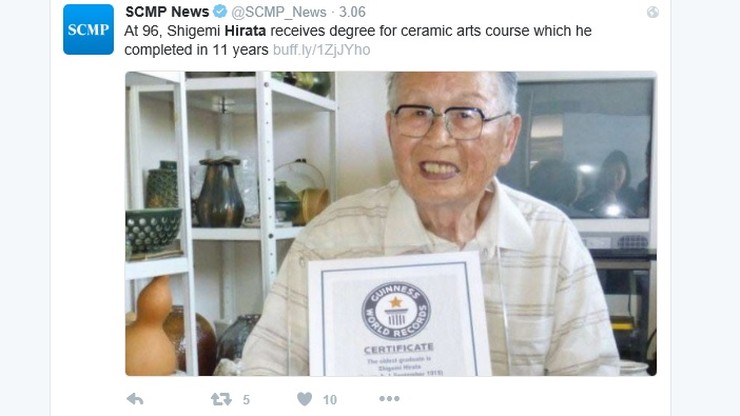 96-letni Japończyk najstarszym absolwentem uniwersytetu