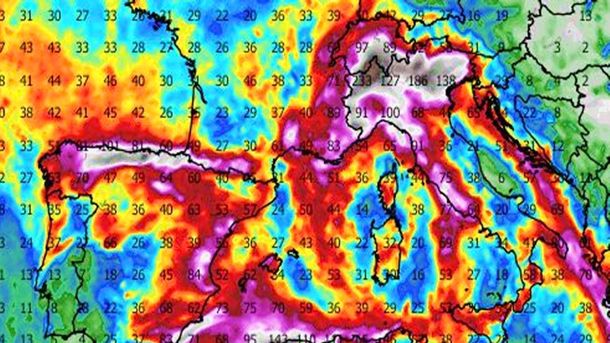 Na południu Europy spadnie dużo deszczu. Fot. wxcharts.com
