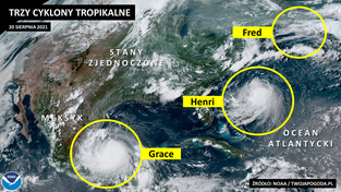 21.08.2021 05:57 Jednoczesny atak trzech cyklonów na Amerykę Północną. Dwa z nich uderzą w rejon miast Nowy Jork i Meksyk