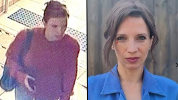 Dwa zdjęcia przedstawiające zaginioną aktorkę Magdalenę Majtykę. Lewe zdjęcie to ujęcie z monitoringu przedstawiające kobietę w czerwonym swetrze i jeansach, niosącą torbę. Prawe zdjęcie to portret Magdaleny Majtyki.