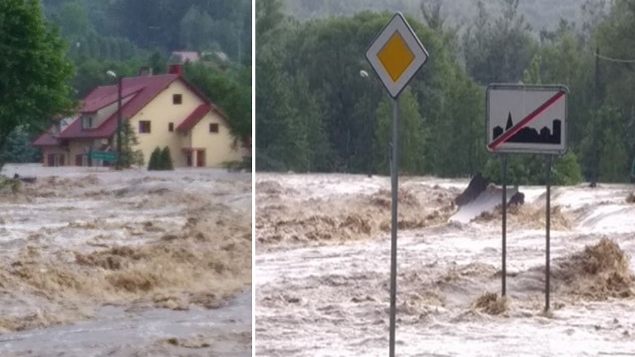 Powódź błyskawiczna na Podkarpaciu. Fot. Facebook / Polscy Łowcy Burz / Hubert Ochab.