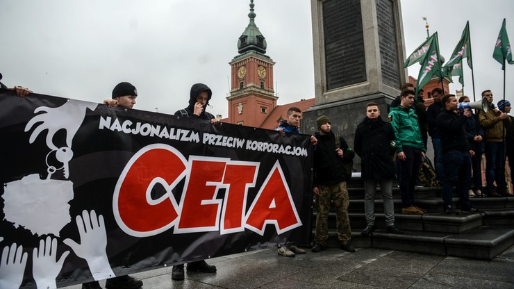 Protesty przeciwników CETA w Warszawie