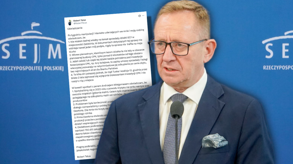 Robert Telus odpowiada ws. CPK. "Tydzień manipulacji i kłamstw"