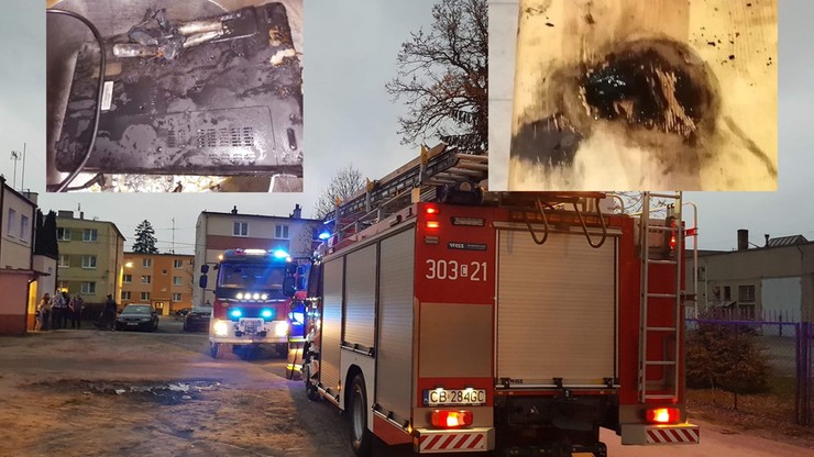 Pożar laptopa pod Bydgoszczą. Płonący komputer ugasili strażacy [ZDJĘCIA]
