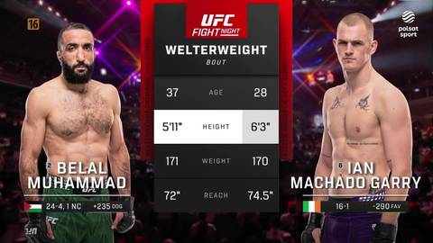 Belal Muhammad i Ian Machado Garry, zawodnicy MMA, z informacjami o walce między nimi.