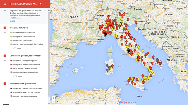 Szokująca mapa. Setki przypadków pedofilii wśród księży we Włoszech