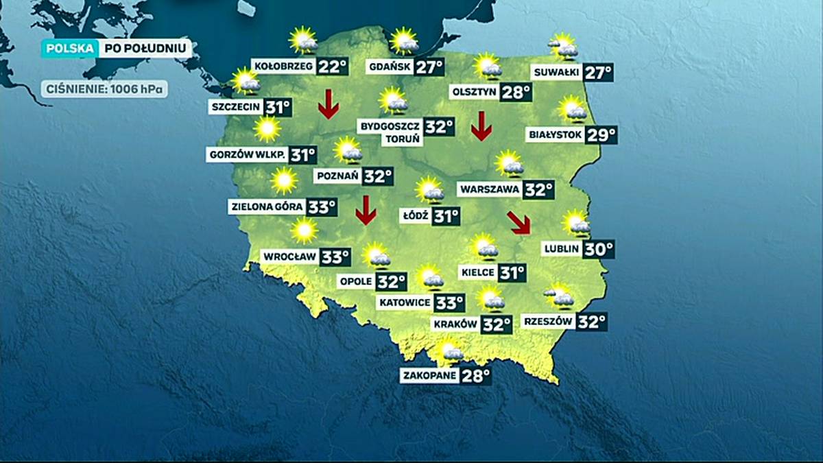 Prognoza pogody - piątek, 26 czerwca - rano