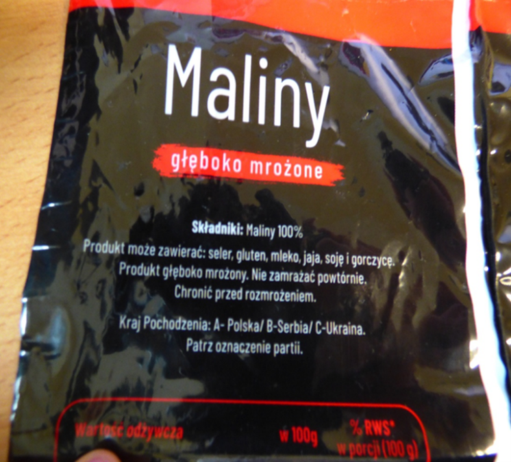 GIS ostrzega przed spożyciem mrożonych malin z konkretnej partii