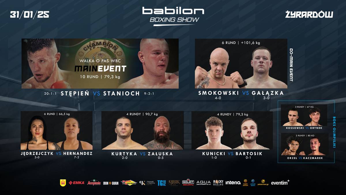 Babilon Boxing Show: Stępień - Stanioch. Karta walk