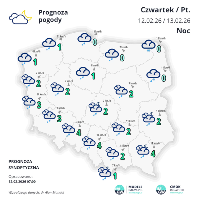 Instytut Meteorologii i Gospodarki Wodnej ostrzega przed marznącymi opadami i gęstą mgłą