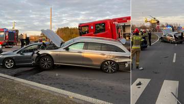 Groźny wypadek pod Warszawą. Pięć osób rannych, lądował śmigłowiec LPR