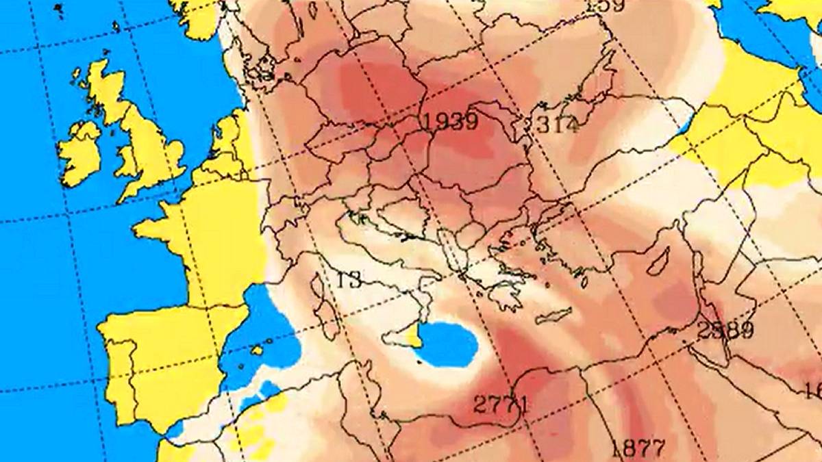 Saharyjski pył prognozowany na piątek nad Europą. Fot. University of Athens.