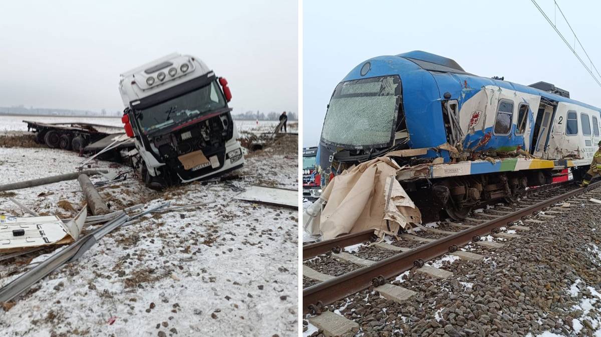 Zderzenie ciężarówki z pociągiem w Budzyniu. Nie żyje jedna osoba