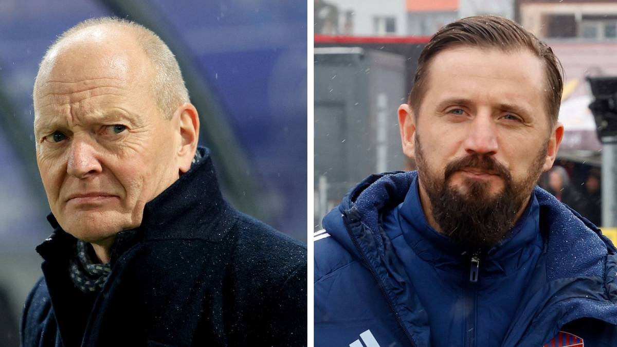 Dwaj trenerzy piłkarscy, jeden starszy i jeden młodszy, przedstawieni w kolażu zdjęć.