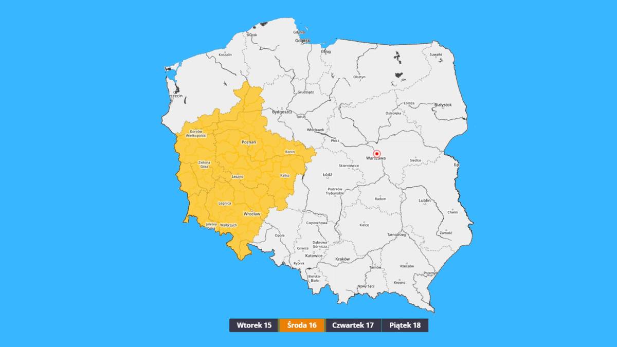 Synoptycy IMGW na środę planują wydać ostrzeżenia przed burzami w zachodniej Polsce