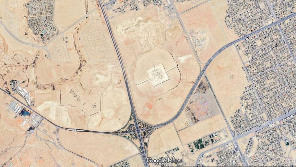 Widok z satelity na teren budowy Mukaab w Arabii Saudyjskiej