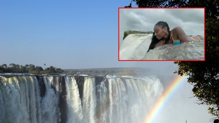 Zambia. Kobieta położyła się na krawędzi Wodospadów Wiktorii. Wideo hitem internetu