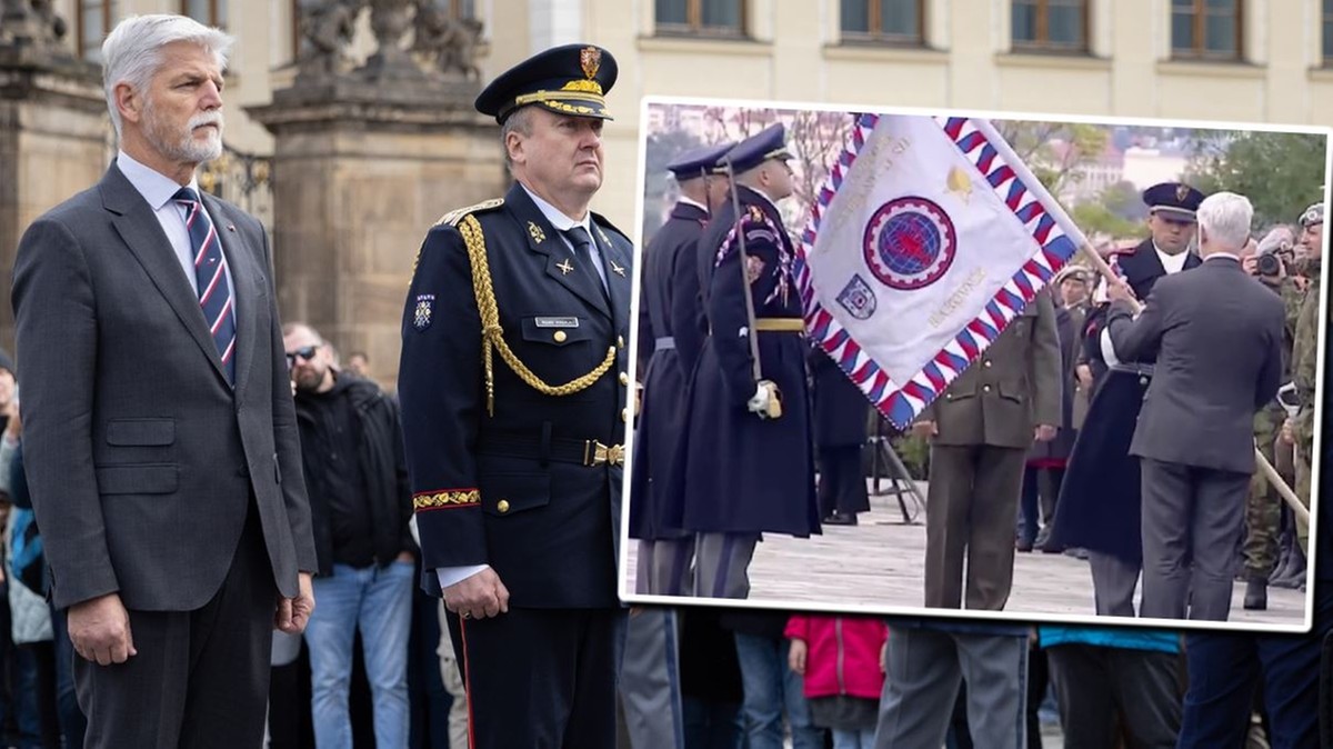 Česko: Prezident Petr Pavel udeřil vojáka transparentem.  Nahrávka se stává virální