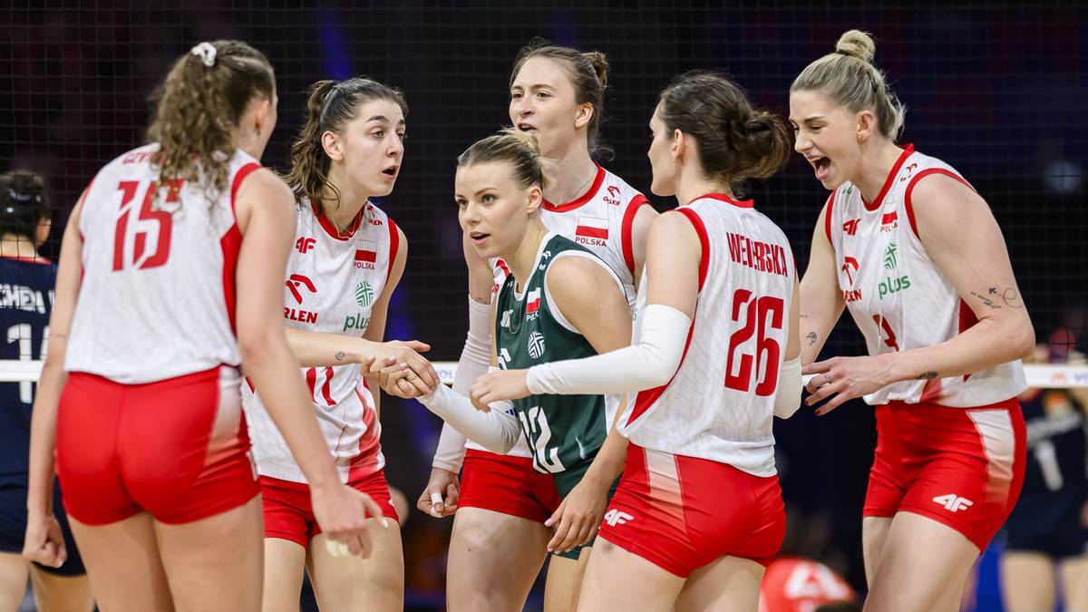 Siatkarki reprezentacji Polski podczas meczu w Lidze Narod&oacute;w.