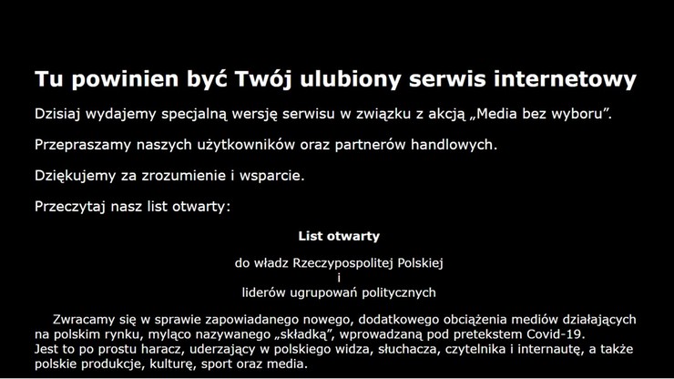 "Media bez wyboru". List otwarty do władz RP