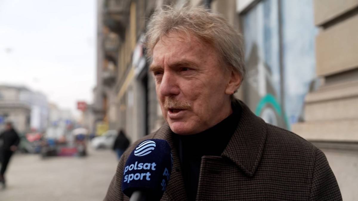 Zbigniew Boniek, były prezes Polskiego Związku Piłki Nożnej, udziela wywiadu.